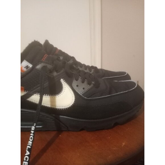 Nike Air Max 90 OFF-WHITE Black 2019 Size 9.5 Pre-Owned AA7293-001 - Picture 5 of 15